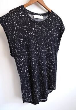 IRO JEANS Holly Linen Splatter Print Cap Sleeve Tee Shirt Top Shopbop S $165